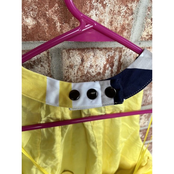 Jessica Simpson Women's Yellow Striped Halter Backless Pleated A-Line Dress 10 - Picture 8 of 11